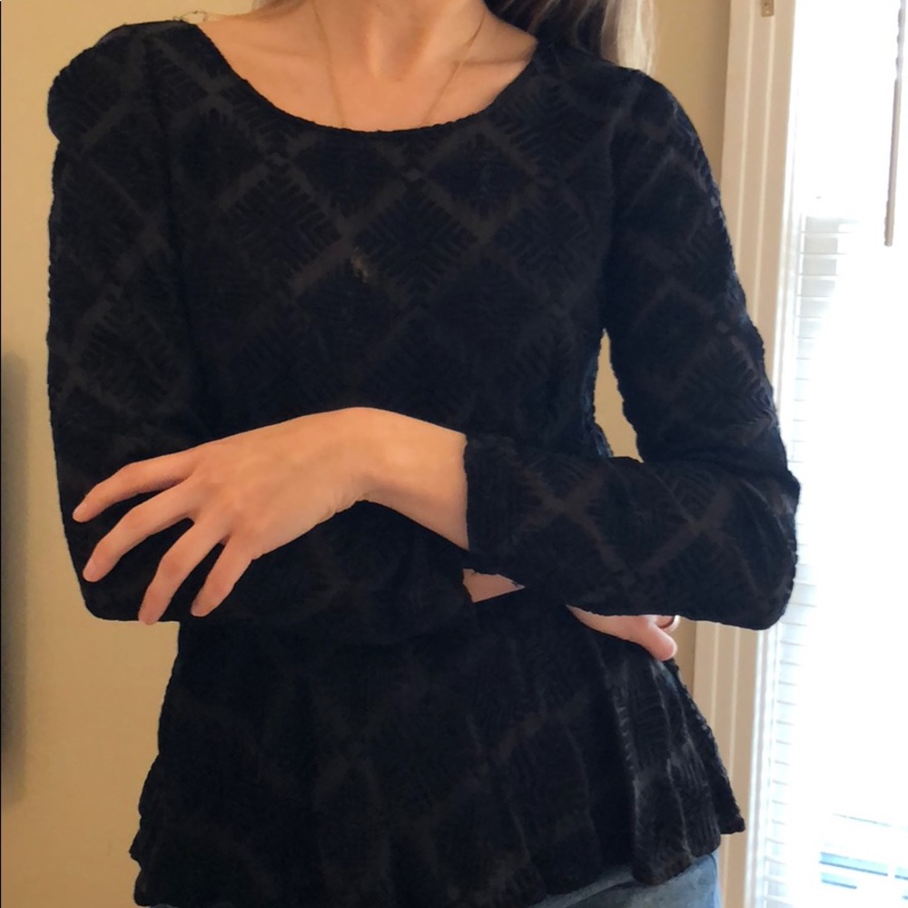 Black, silk, romantic blouse.